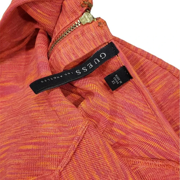 Guess Mirage Orange Plunge Neck Mini Bandage Dress XS - Picture 6 of 6